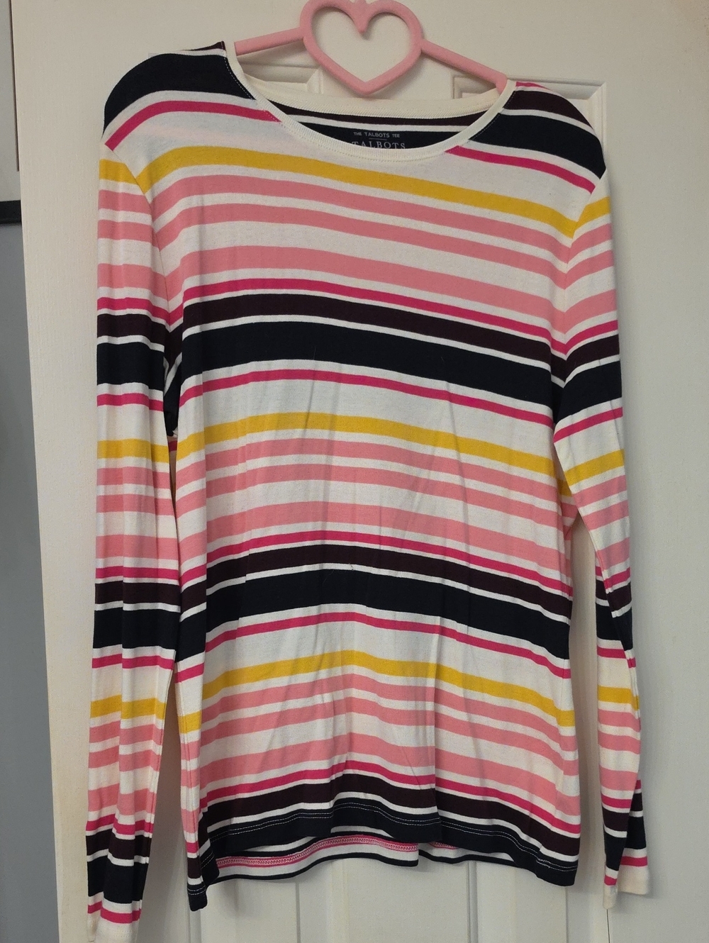 New With Tags Talbots Pink, Navy and White Striped Tee Size Large